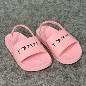 Tommy Hilfiger Kids Slingback Logo Slide in Almond Blossom-‎ Sz 8